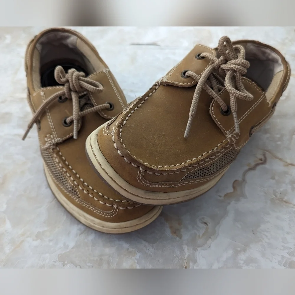 Margaritaville Men Lace Up Boat Shoes Brown Leather Casual Deck Loafer 8…